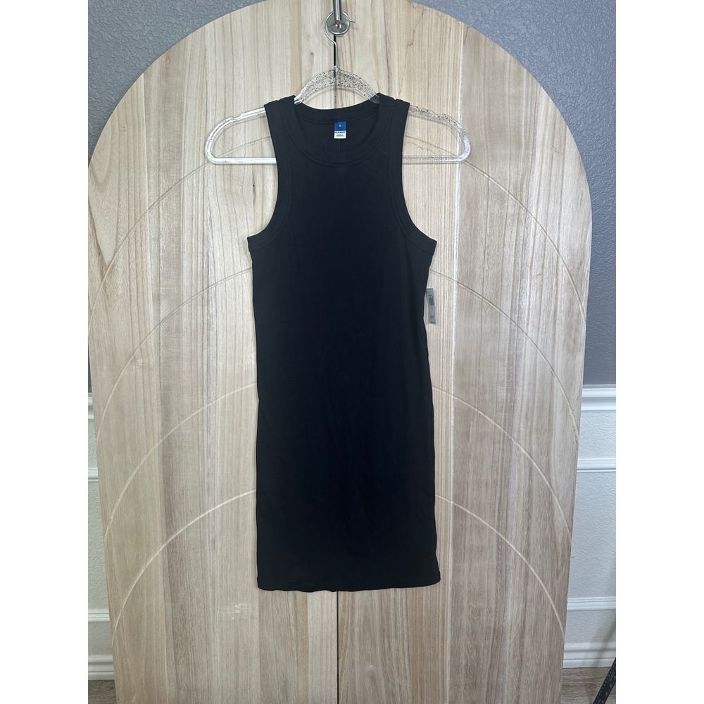 Old Navy Black Ribbed‎ Racer Fitted Midi Tank Dress Size S